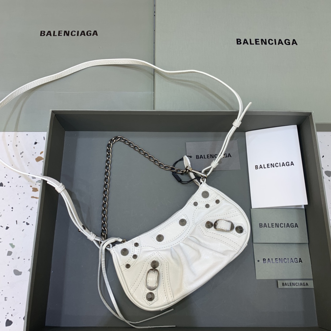 Balenciaga Le Cagole Mini Bag With Chain Shoulder Bag White